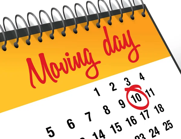 Moving Day mark on calendar, vector illustration — Stock Vector