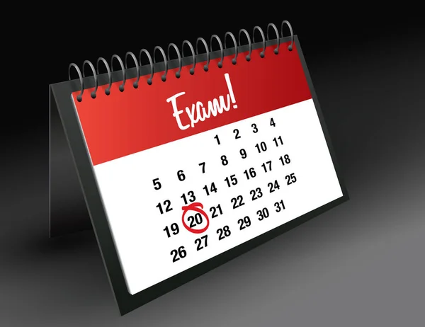 Examen dag mark op kalender, vectorillustratie — Stockvector