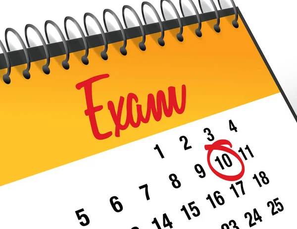 Examen dag mark op kalender, vectorillustratie — Stockvector