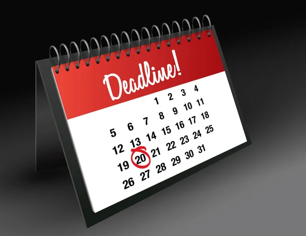 Dag mark op kalender, vectorillustratie de deadline — Stockvector