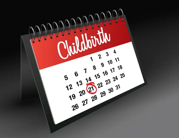 Bevalling dag mark op kalender, vectorillustratie — Stockvector