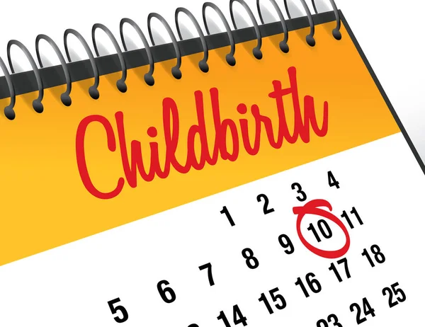 Childbirth Day mark on calendar, vector illustration — Stock Vector