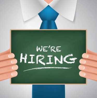 Blackboard vektör, tutan işadamı tabela yakın çekim