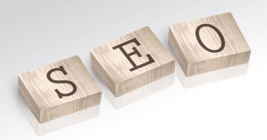 Word alfabe blok vektör çizim oluşan Seo