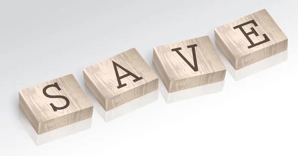 Palavra SAVE composto de blocos de alfabeto ilustração vetorial —  Vetores de Stock