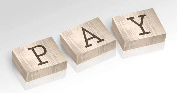 Palabra PAGO compuesto de bloques de alfabeto vector ilustración — Vector de stock