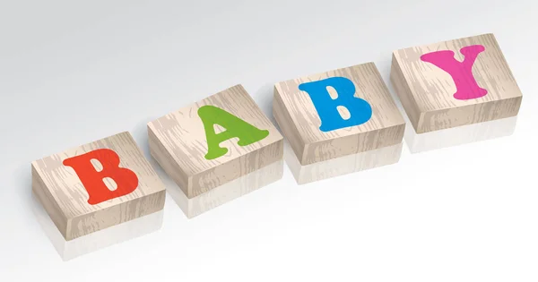 Word Baby samengesteld uit kleurrijke alfabet blokken vectorillustratie — Stockvector