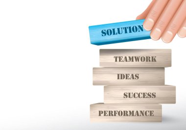 Çözüm olarak ahşap bloklar Kulesi ve tek parça üstüne koyarak el