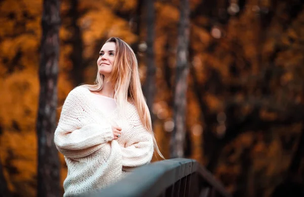カラフルな秋の公園で美しい少女 — ストック写真