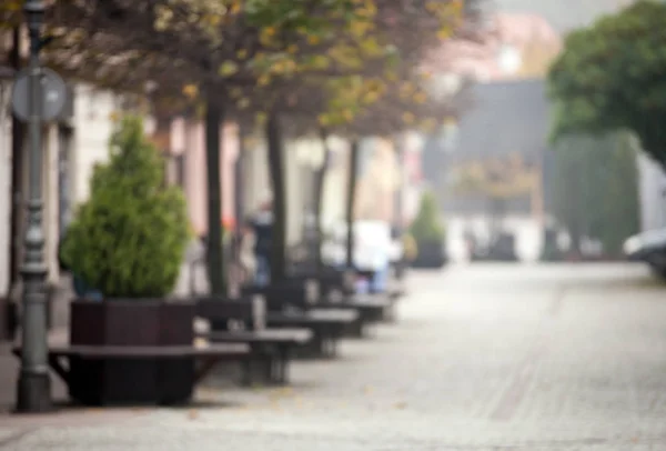 Blurred street in small european town — Stock Photo, Image