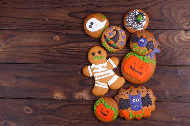 Hayaletler, kabak ile lezzetli ev yapımı Halloween zencefilli kurabiye