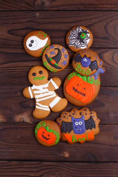 Pyszne domowe ciasteczka imbir Halloween z duchami, dynia — Zdjęcie stockowe