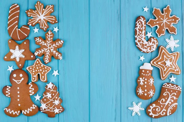 Fundo de Natal. Biscoitos de gengibre e mastro de doces — Fotografia de Stock