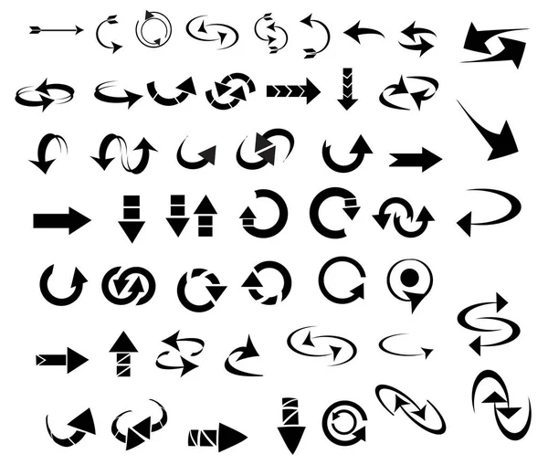 Vector black arrow icon set, round arrows, web design symbols and elements — Stock Vector