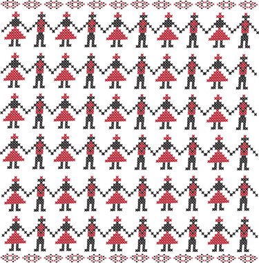 Vector illustration of Romanian traditional folk dance pattern background  clipart