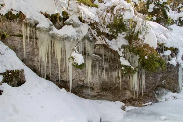 Icefall Úkolky Národním Parku Slovenského Ráje Slovensko — Stock fotografie