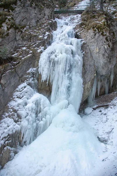 Cascata Zavojovy Inverno Nella Valle Del Falcon Parco Nazionale Slovacco — Foto Stock