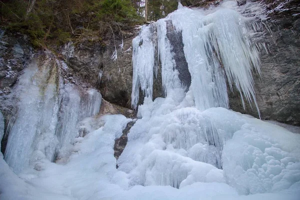 Cascata Vysny Inverno Nella Valle Del Falcon Parco Nazionale Slovacco — Foto Stock