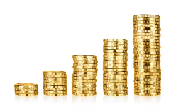 Golden coins stacks — Stock Photo, Image