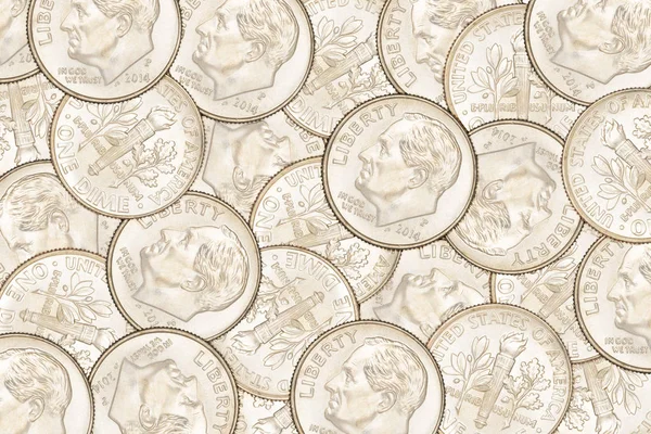 Dime moedas fundo — Fotografia de Stock