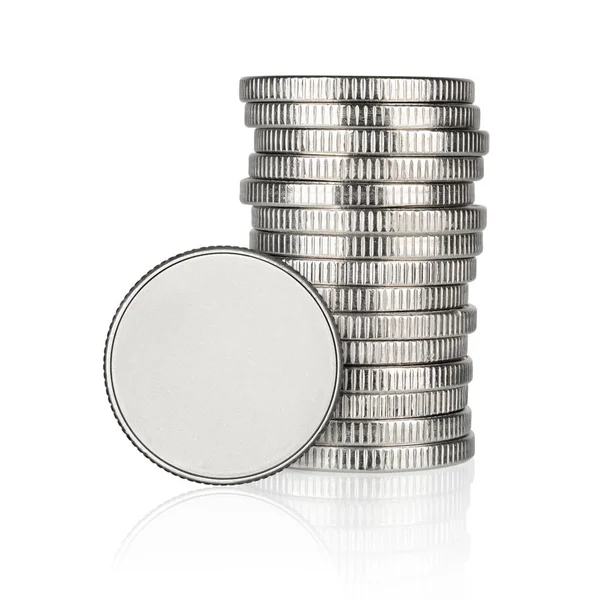 Silbermünzenstapel — Stockfoto