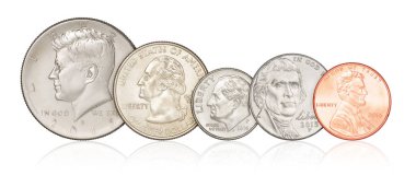 Set of US coins isolated clipart