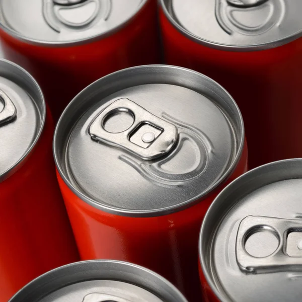 Rode soda cans — Stockfoto