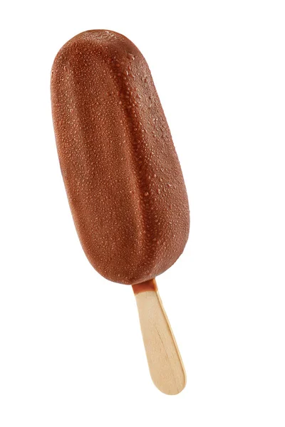 Helado de chocolate marrón helado aislado en blanco — Foto de Stock