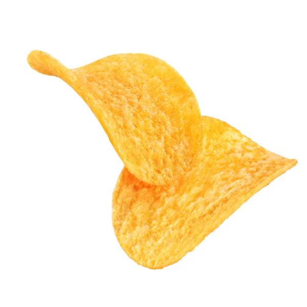 Twee potato chips geïsoleerd op witte achtergrond — Stockfoto