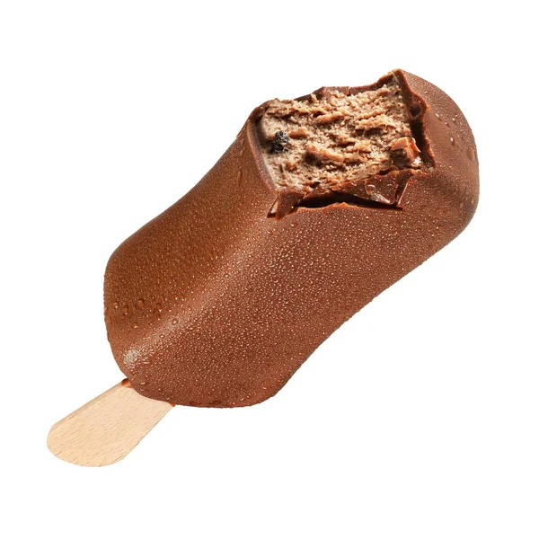 Chocolade truffel ijs ijslolly met coating geïsoleerd op wh — Stockfoto