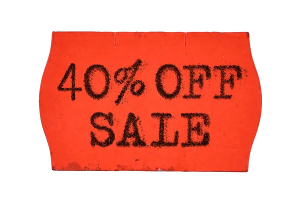 40 Off procent Verkoop rode prijs tag sticker geïsoleerd — Stockfoto