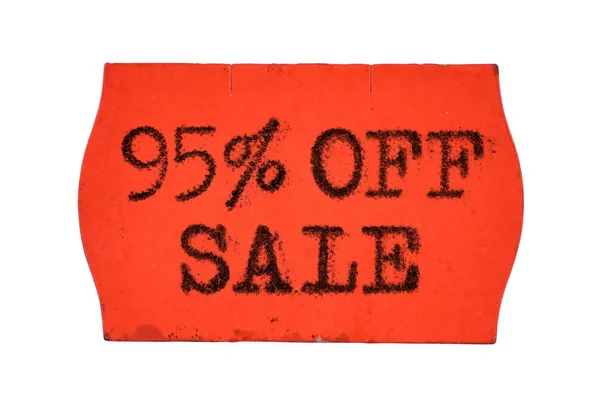 95 OFF percent Sale red price tag sticker isolated — Stock Photo, Image