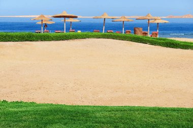 Kopya alanı olan sahil manzarası