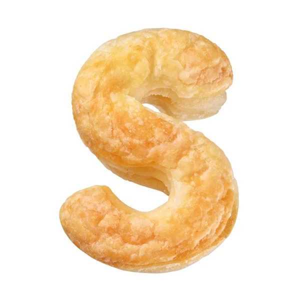 Літера S, зроблена з печивом або печивом, ізольована на білому — стокове фото