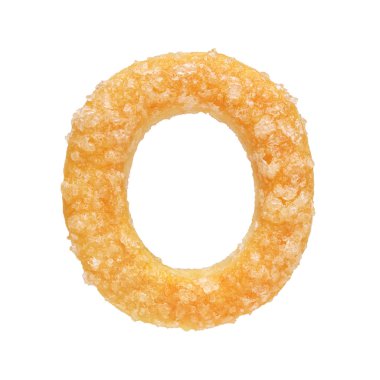 Beyaz arkaplanda izole edilmiş çerezden O harfi