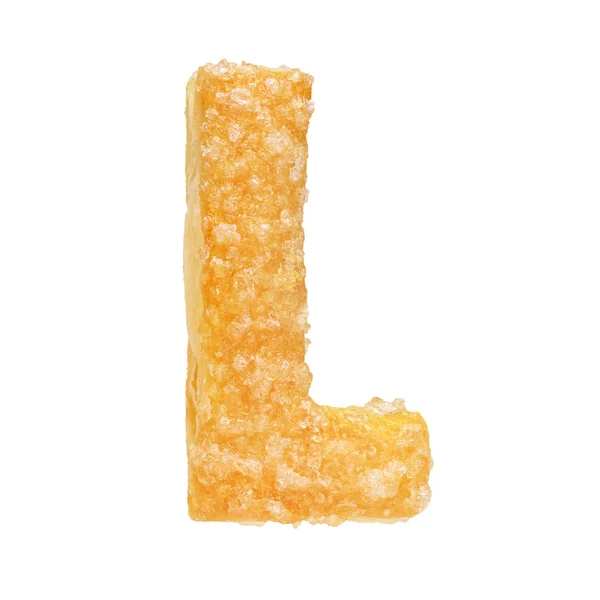 Písmeno L z cookie izolované na bílém pozadí — Stock fotografie