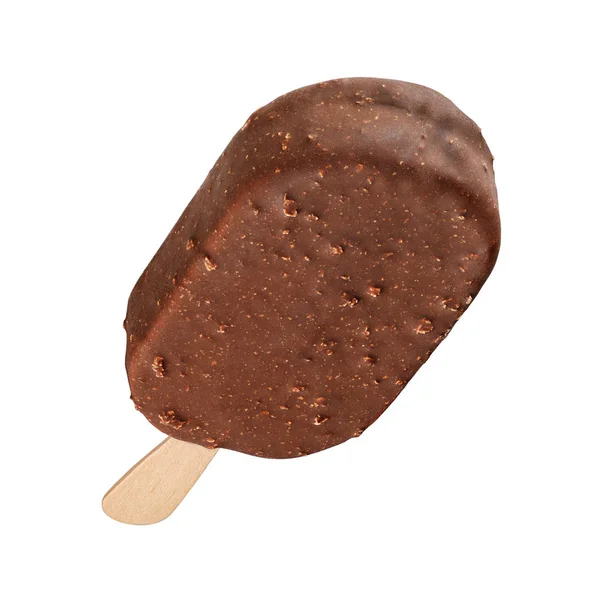 Picolé de sorvete com revestimento de chocolate isolado — Fotografia de Stock