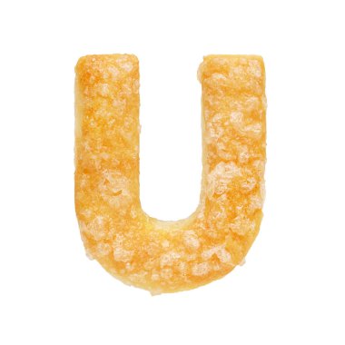 Beyaz arkaplanda izole edilmiş çerezden U harfi
