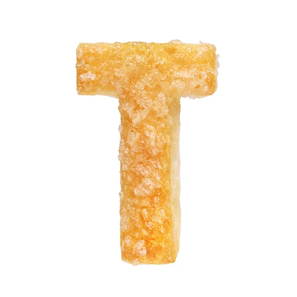 T betű elszigetelt cookie-ból készült fehér alapon — Stock Fotó