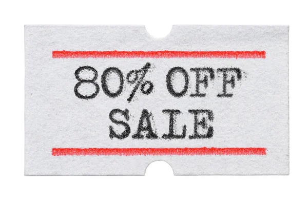 80% OFF Venta impreso en etiqueta de precio aislado en blanco — Foto de Stock