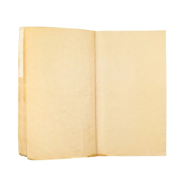 Vazio livro envelhecido amarelo em branco isolado no branco — Fotografia de Stock
