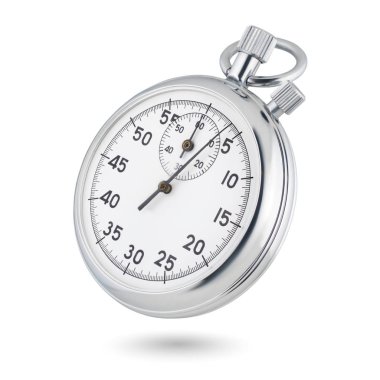 Klasik mekanik analog kronometre beyaz üzerine izole edildi