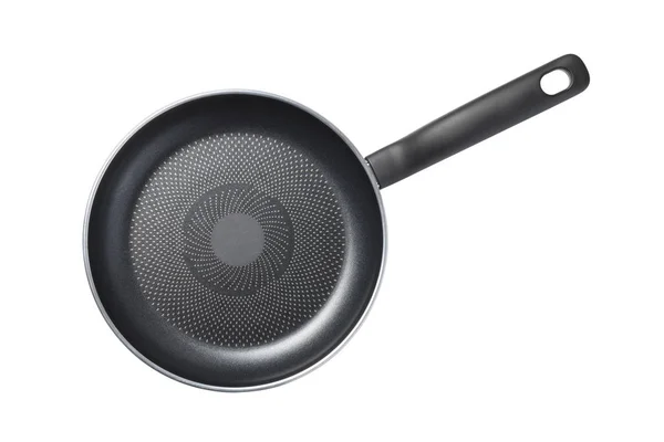 Black skillet with non-stick coated surface isolated — Stok fotoğraf
