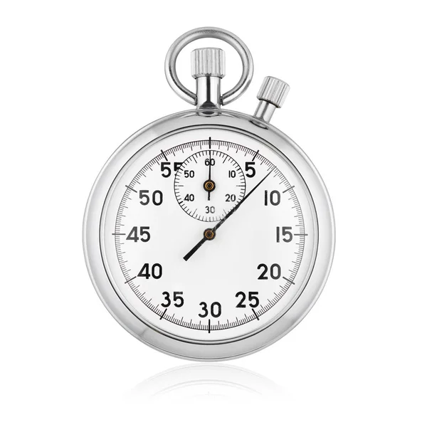 Cronometro analogico meccanico classico isolato su bianco — Foto Stock