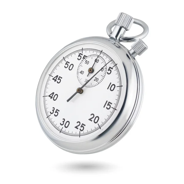 Cronometro analogico meccanico classico isolato su bianco — Foto Stock