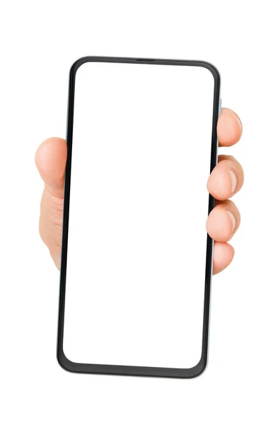 Handtelefoon met leeg scherm geïsoleerd op wit — Stockfoto