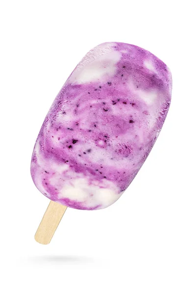 Helado de vainilla y fruta helado aislado en blanco — Foto de Stock