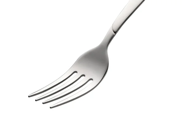 Empty steel dinner fork isolated on white background — ストック写真