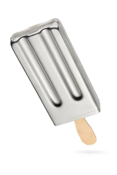 Ice cream popsicle metal mold isolated on white — 스톡 사진
