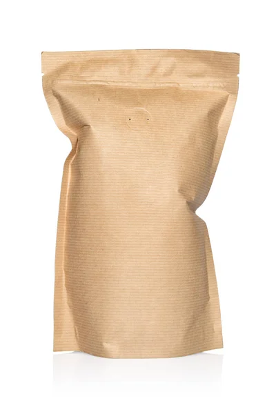 Bastelpapier-Doypack oder Standbeutel mit Reißverschluss isoliert — Stockfoto
